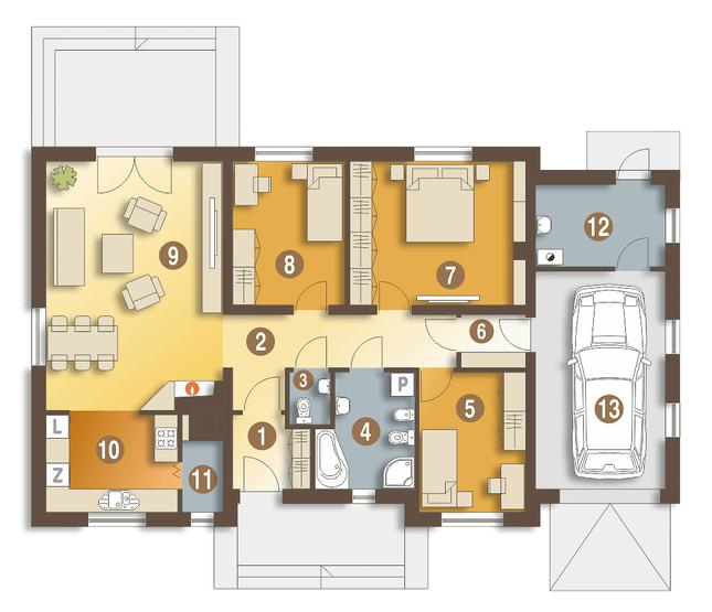 Rzut parteru POW. 123,8 m²