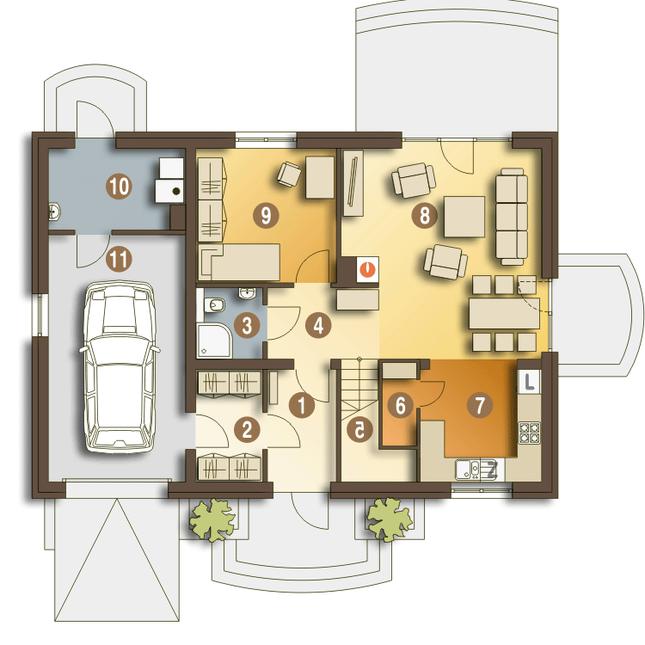 Rzut parteru lustro POW. 88,5 m²