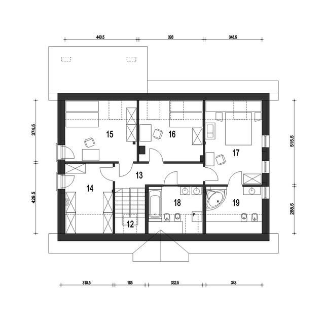 Rzut poddasza POW. 85,8 m²