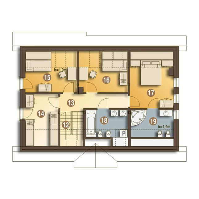 Rzut poddasza POW. 77,0 m²