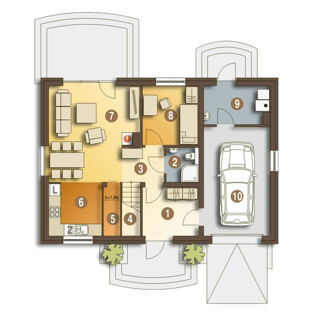Rzut parteru POW. 76,2 m²