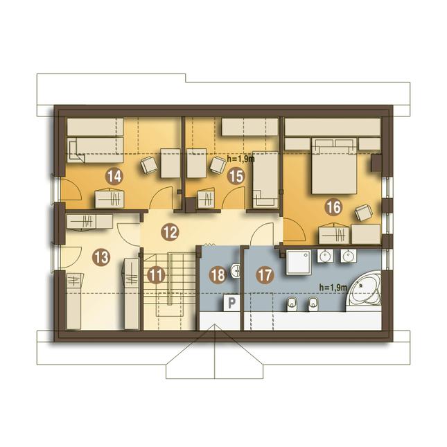 Rzut poddasza POW. 76,9 m²