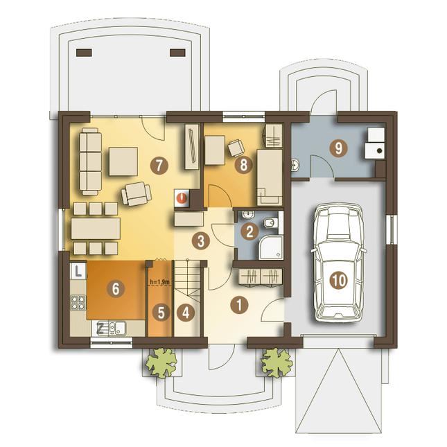 Rzut parteru POW. 76,2 m²