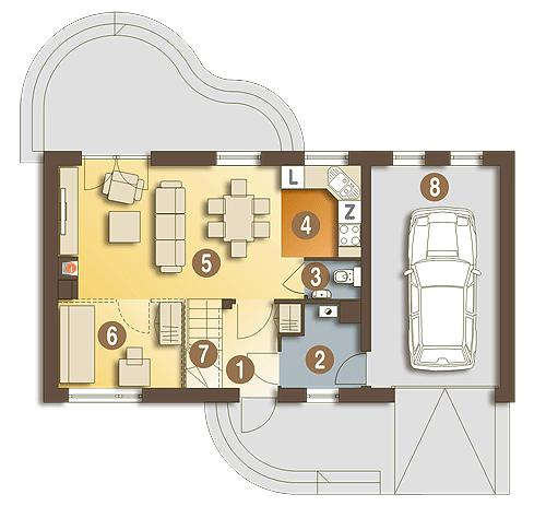 Rzut parteru POW. 61,0 m²