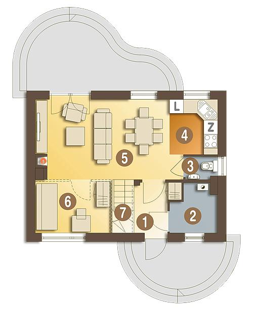 Rzut parteru POW. 42,5 m²