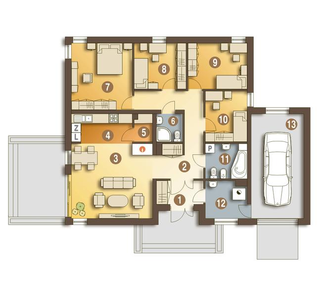 Rzut parteru POW. 132,9 m²
