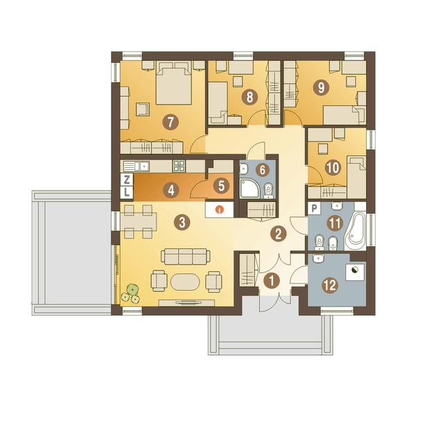 Rzut parteru POW. 111,6 m²
