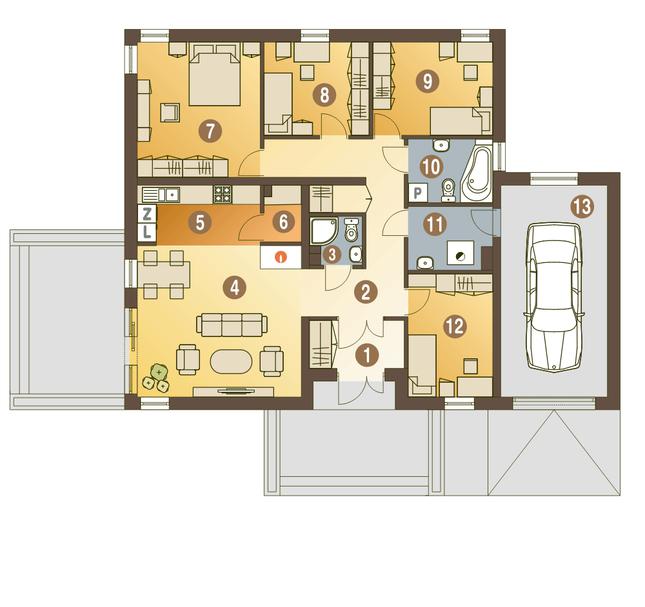 Rzut parteru POW. 132,7 m²