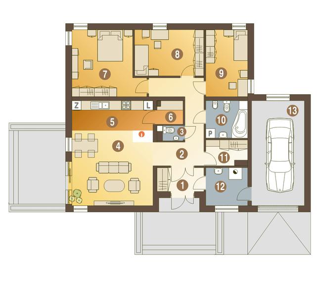 Rzut parteru POW. 137,5 m²