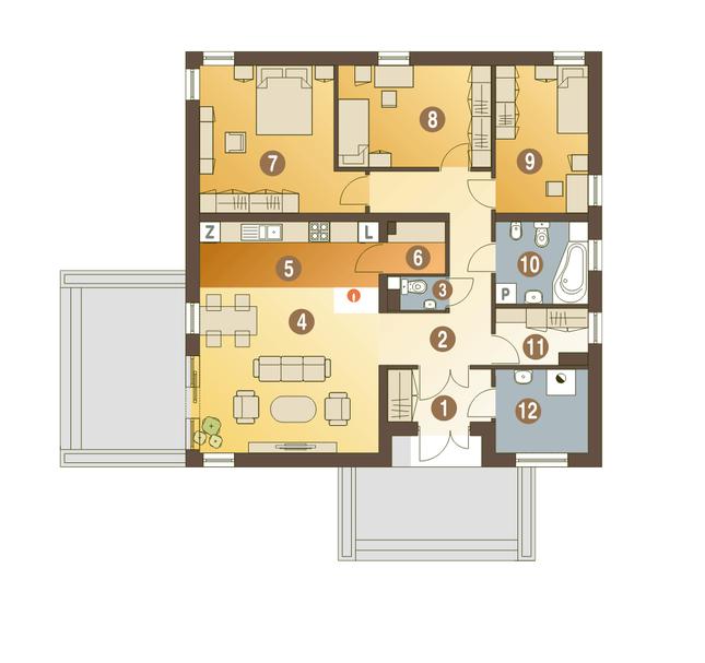 Rzut parteru POW. 111,6 m²