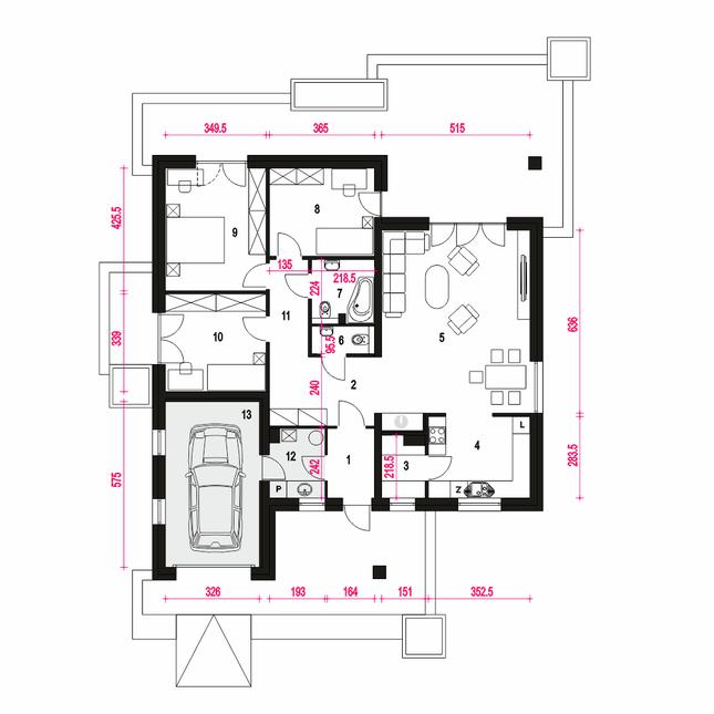 Rzut parteru POW. 130,0 m²