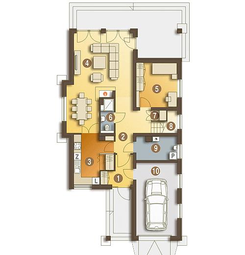 Rzut parteru POW. 103,7 m²