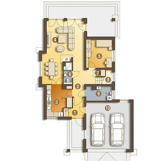 Rzut parteru POW. 118,2 m²