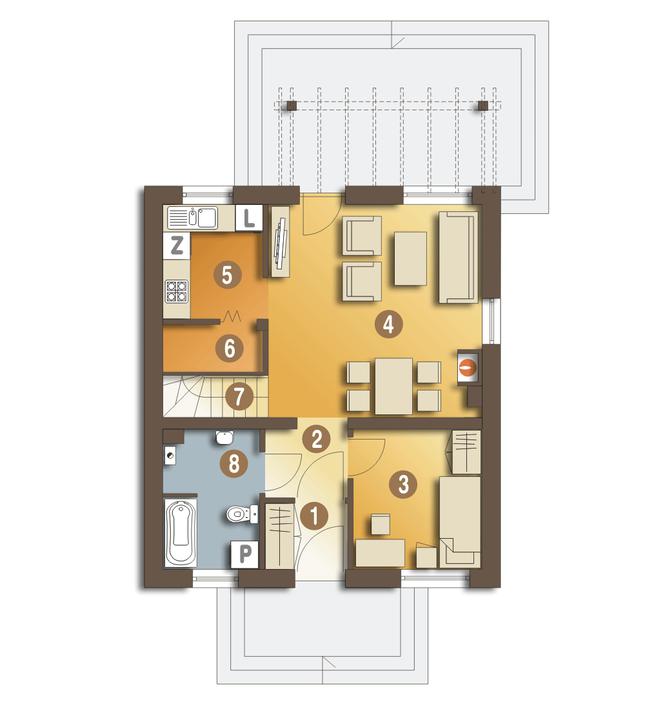 Rzut parteru POW. 51,5 m²