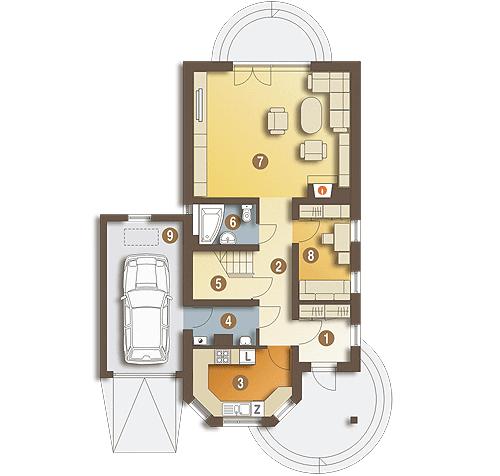 Rzut parteru POW. 85,2 m²