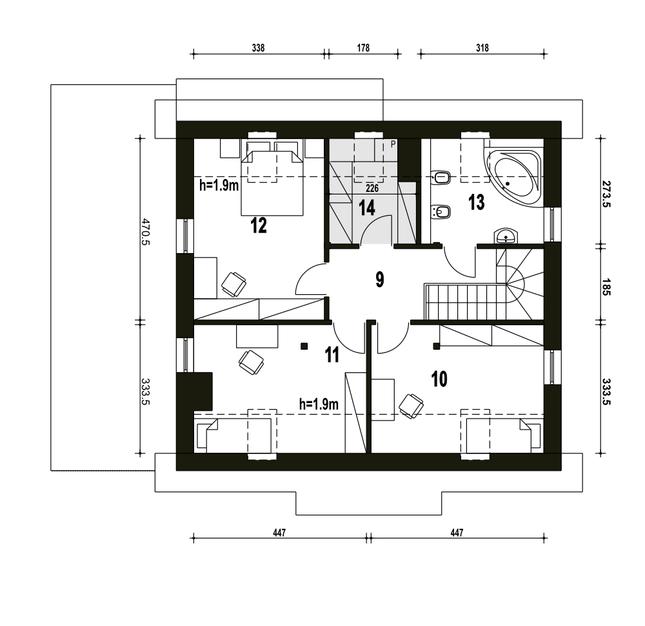 Rzut poddasza POW. 64,7 m²