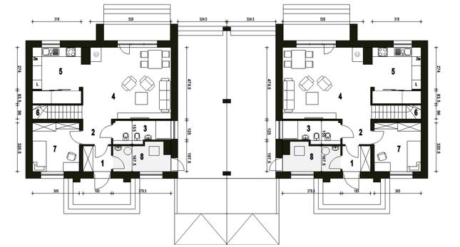 Rzut parteru POW. 68,7 m²