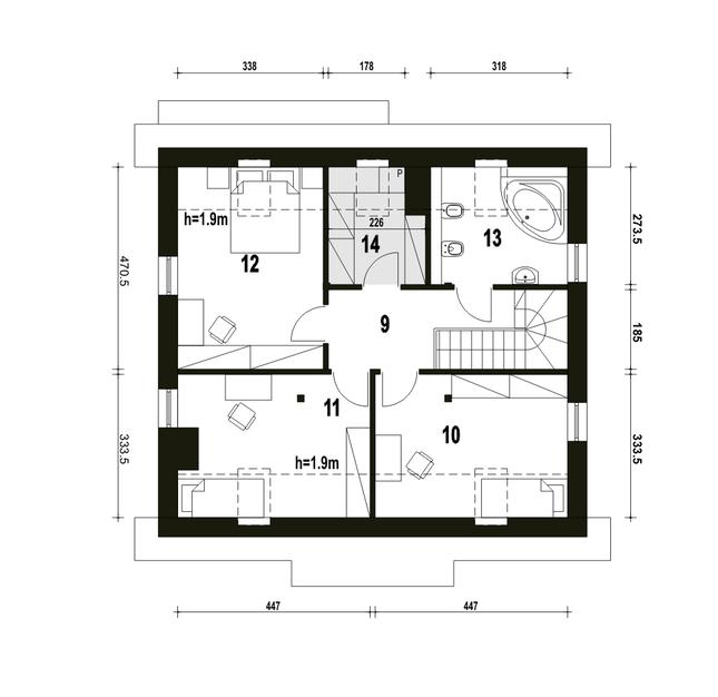 Rzut poddasza POW. 64,7 m²