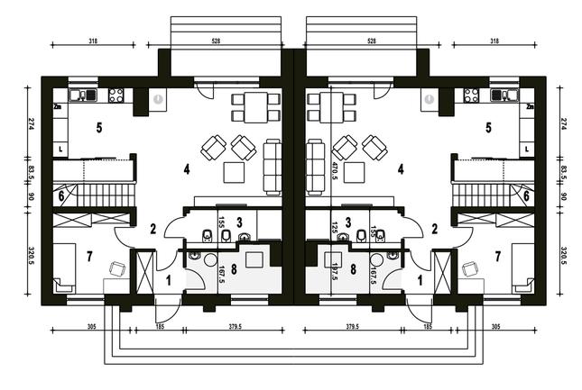 Rzut parteru POW. 68,8 m²