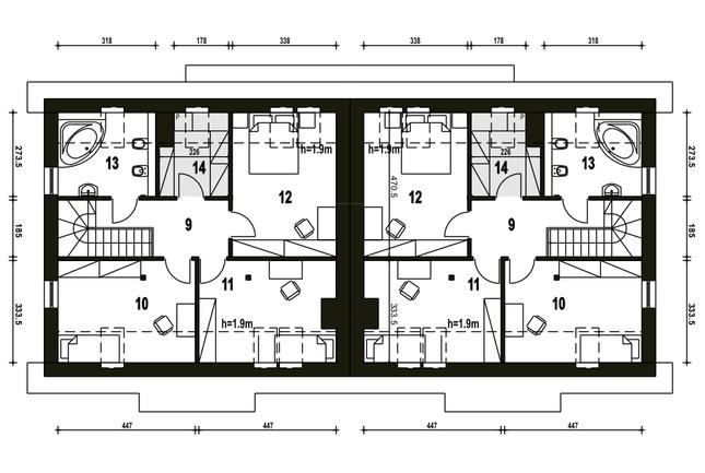 Rzut poddasza POW. 65,0 m²