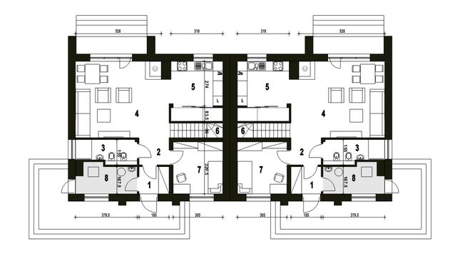 Rzut parteru POW. 68,8 m²