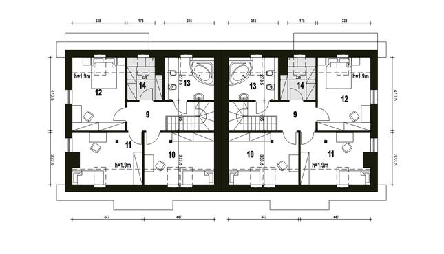 Rzut poddasza POW. 65,0 m²