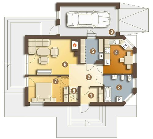 Rzut parteru POW. 83,8 m²