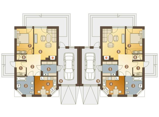 Rzut parteru POW. 83,7 m²