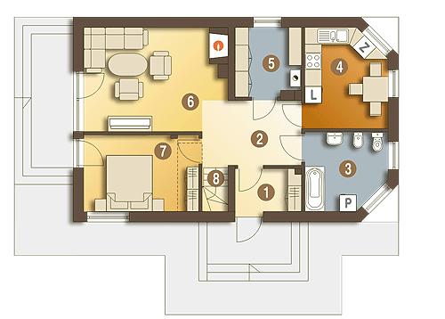 Rzut parteru POW. 65,7 m²