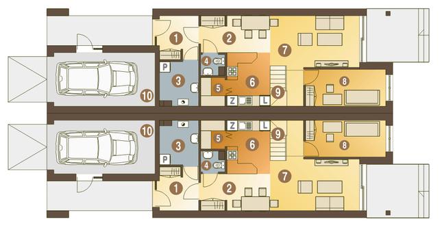 Rzut parteru POW. 77,0 m²