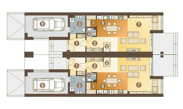 Rzut parteru POW. 77,1 m²