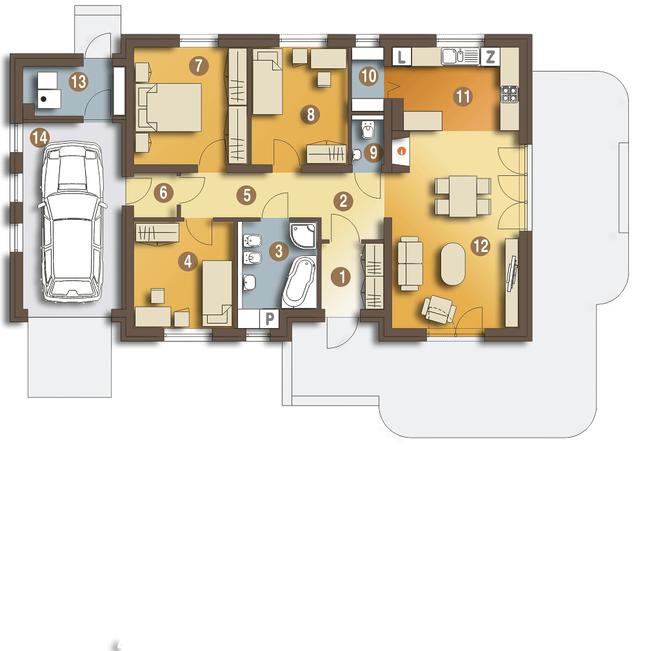 Rzut parteru POW. 116,3 m²