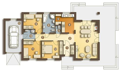 Rzut parteru POW. 103,3 m²