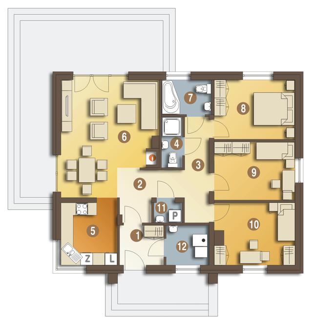 Rzut parteru lustro POW. 94,7 m²