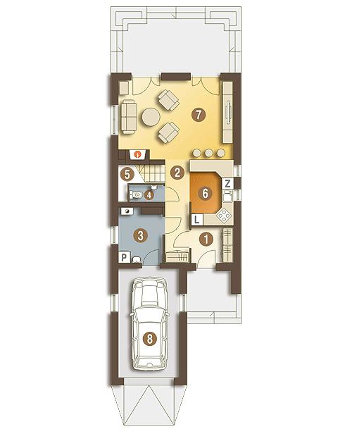 Rzut parteru POW. 65,5 m²