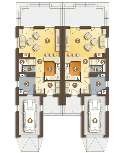 Rzut parteru POW. 65,5 m²