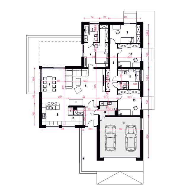 Rzut parteru POW. 211,1 m²