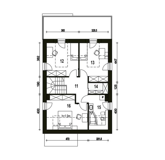Rzut poddasza POW. 62,0 m²