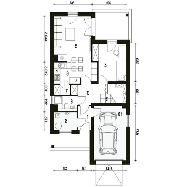 Rzut parteru lustro POW. 74,1 m²