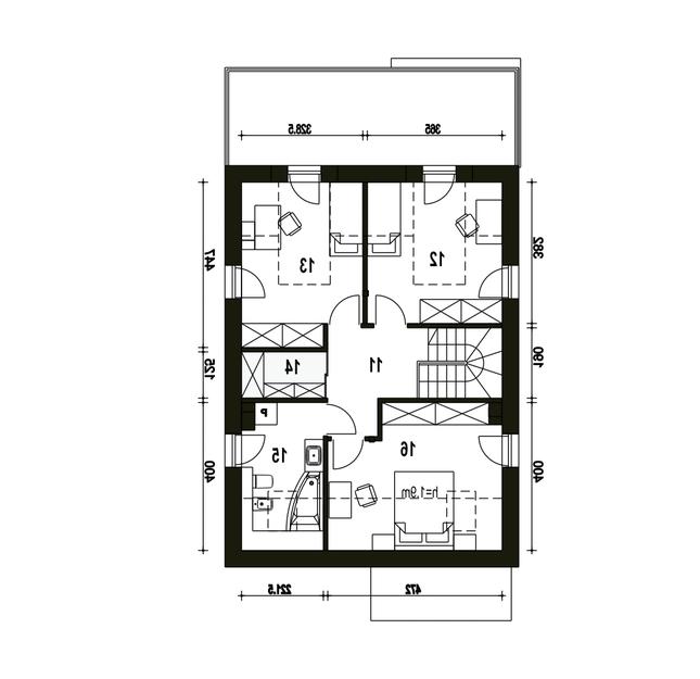 Rzut poddasza lustro POW. 62,0 m²