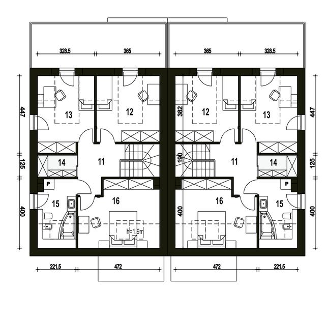 Rzut poddasza POW. 59,4 m²