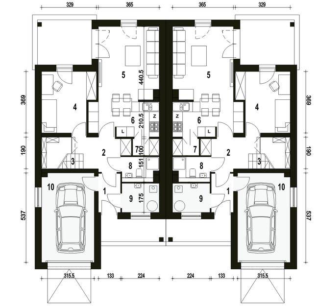 Rzut parteru POW. 73,8 m²
