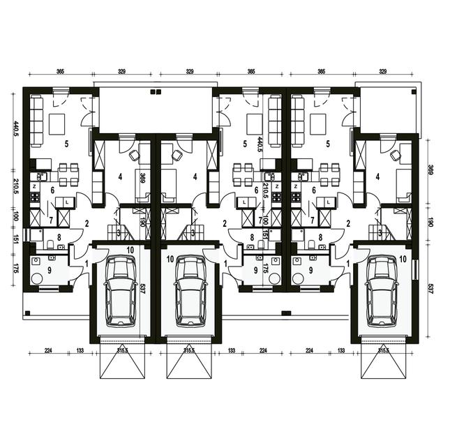 Rzut parteru POW. 73,8 m²