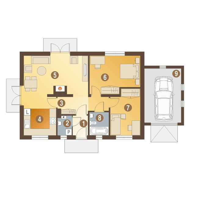 Rzut parteru POW. 101,8 m²