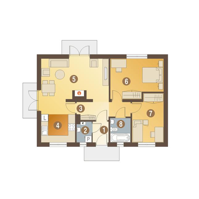 Rzut parteru POW. 69,4 m²