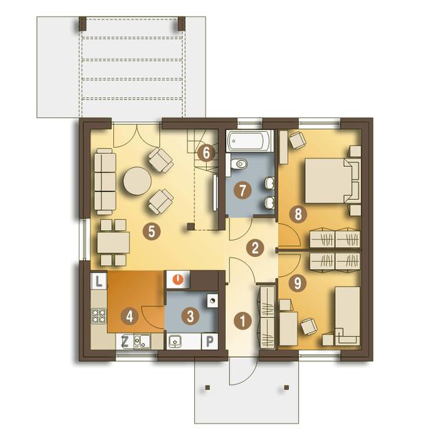 Rzut parteru POW. 71,2 m²