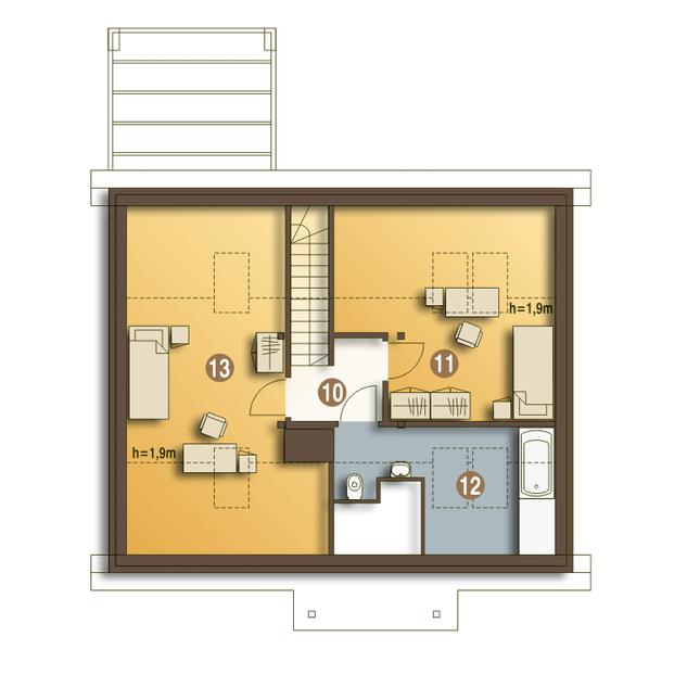 Rzut poddasza POW. 69,2 m²