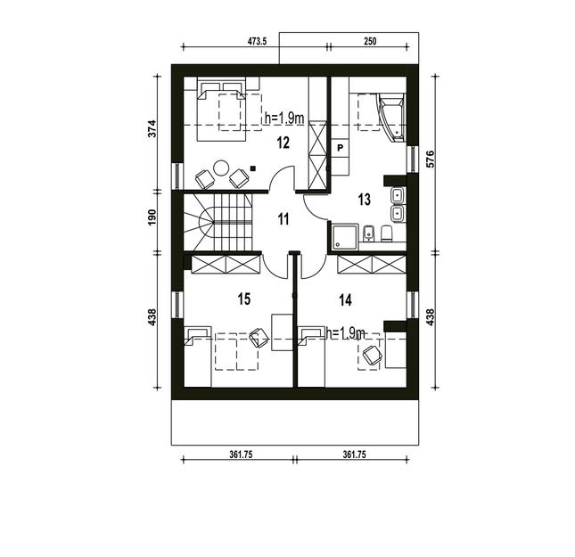 Rzut poddasza POW. 66,8 m²