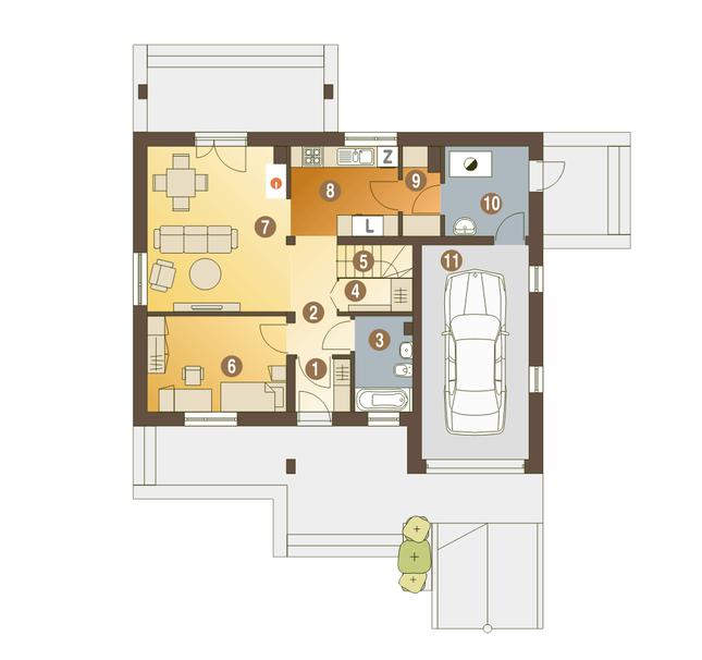 Rzut parteru POW. 80,5 m²