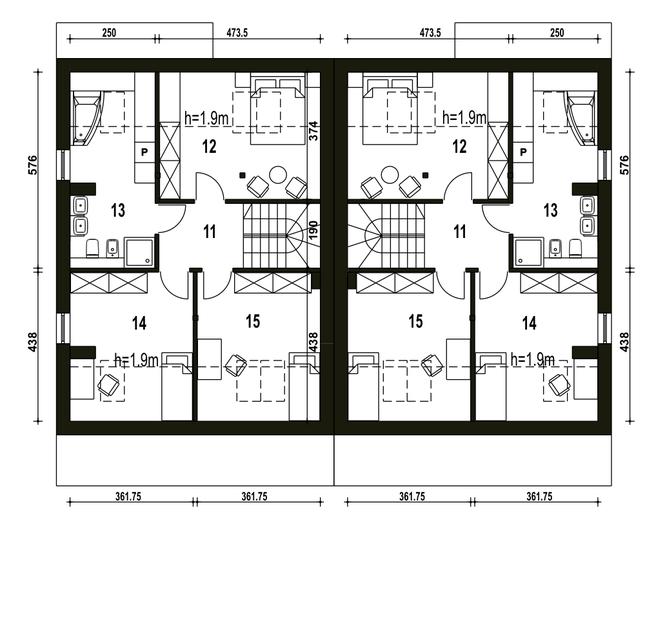 Rzut poddasza POW. 66,8 m²